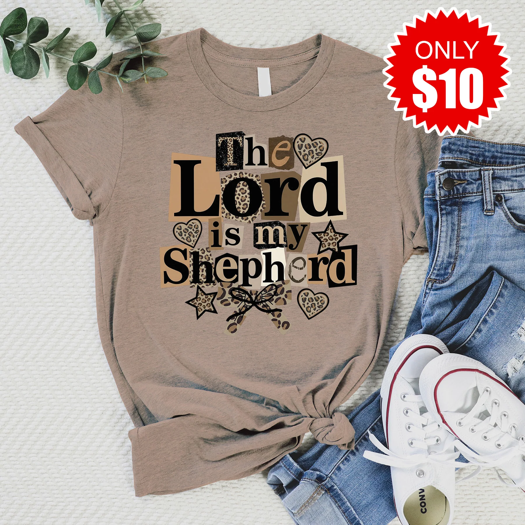 The Lord Is My Shepherd Tee - Heather Atmosphere - 10
