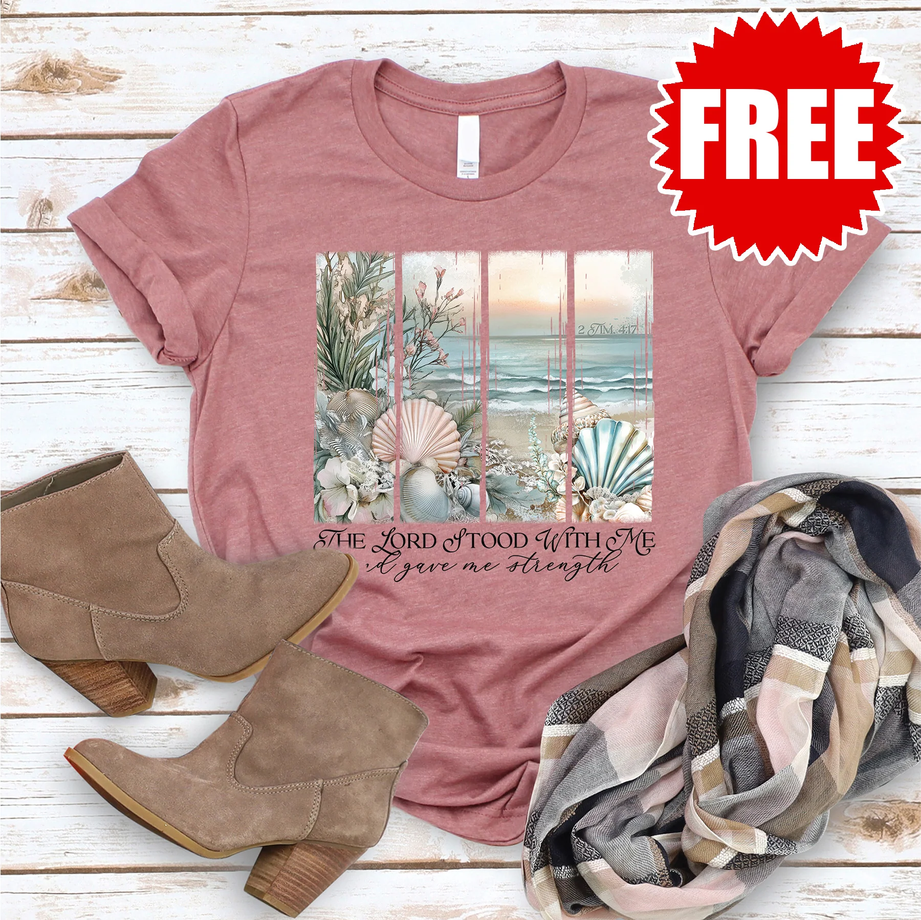The Lord Stood With Me Tee - Heather Strawberry Cream - 0