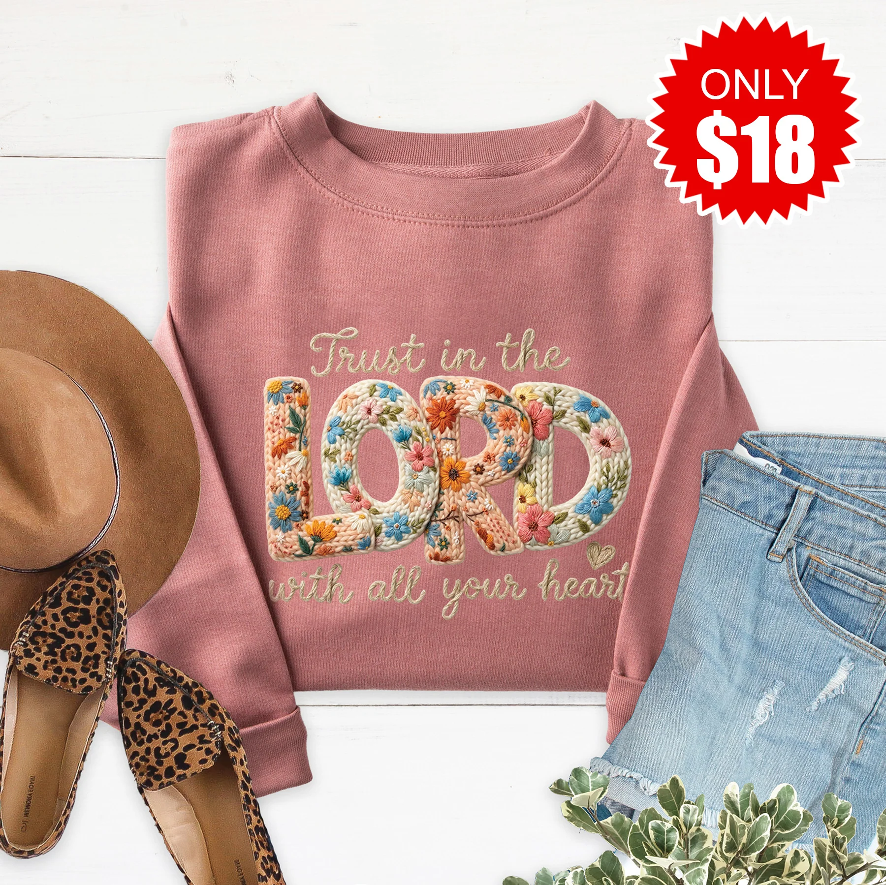 Trust In The Lord Sweatshirt - Heather Mauve - 18