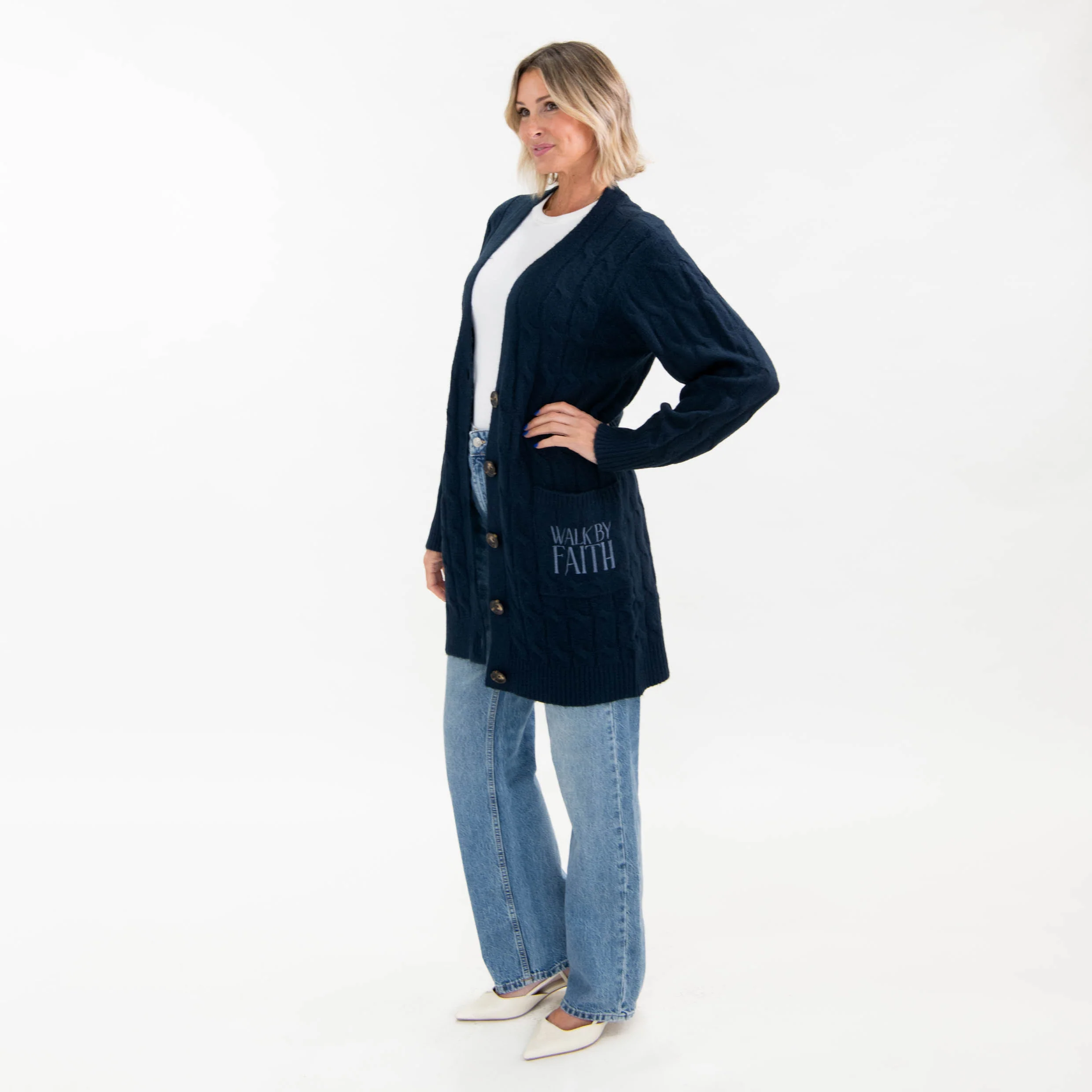 Walk By Faith Cable Knit Cardigan - Image 7