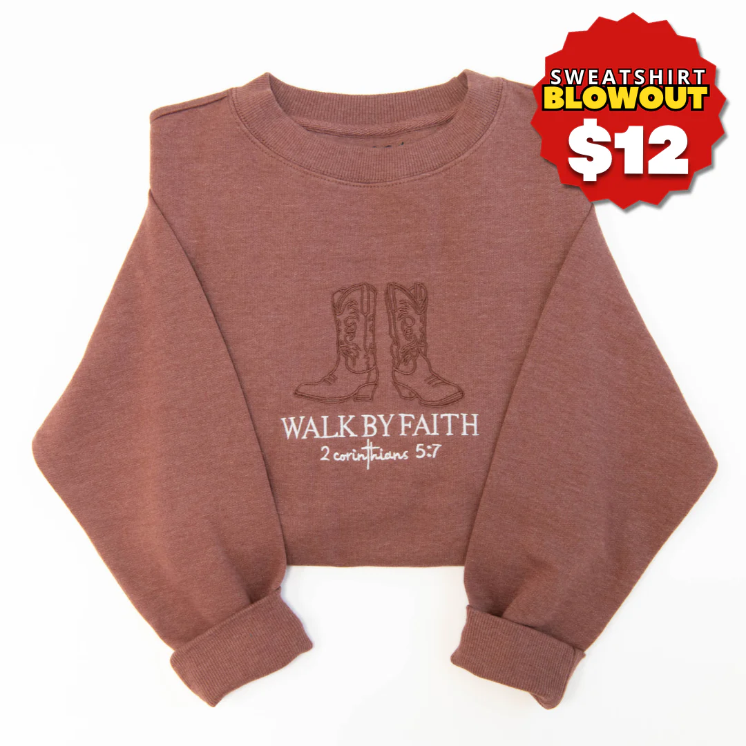 Walk by Faith Embroidered Crewneck Sweatshirt