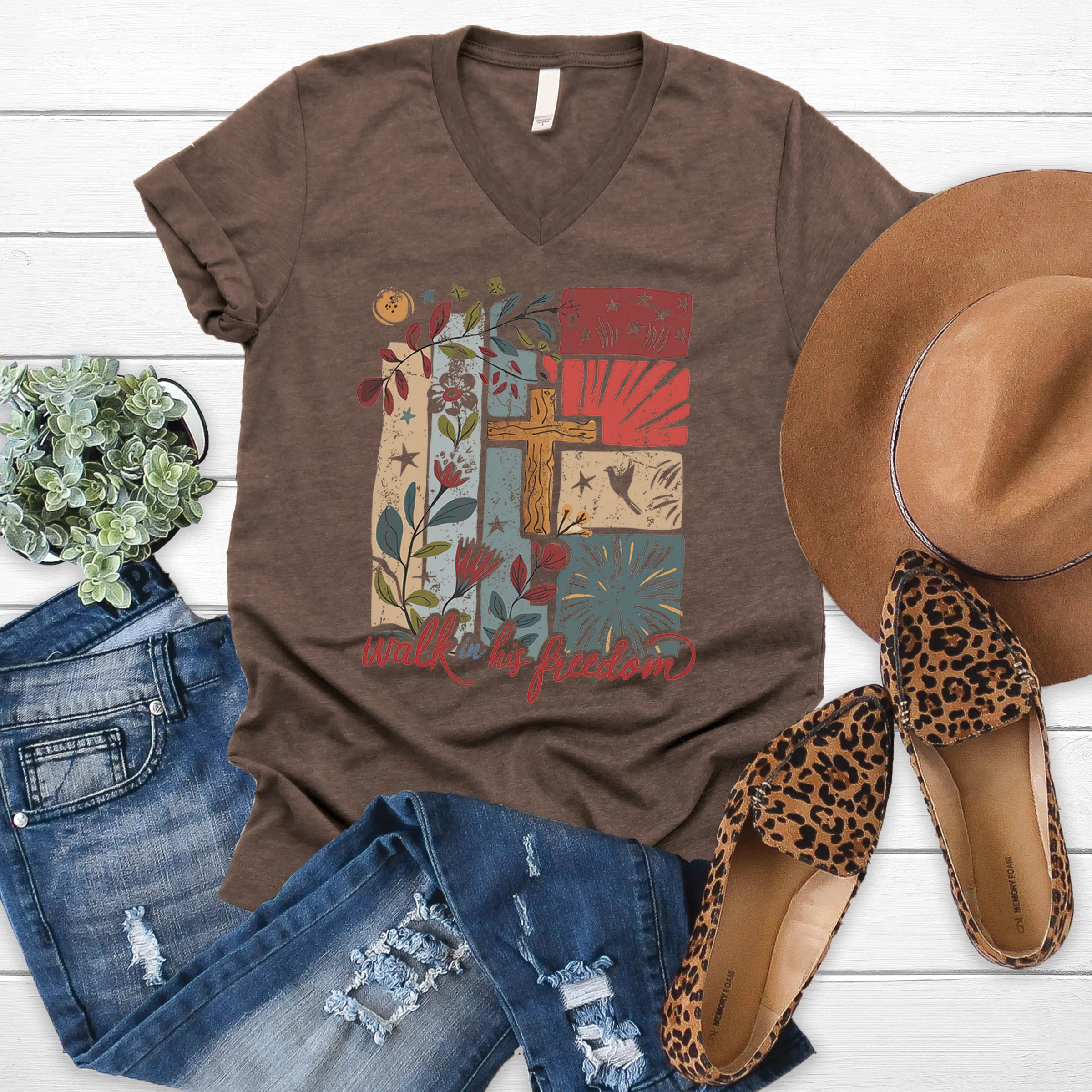 Walk In His Freedom V-Neck