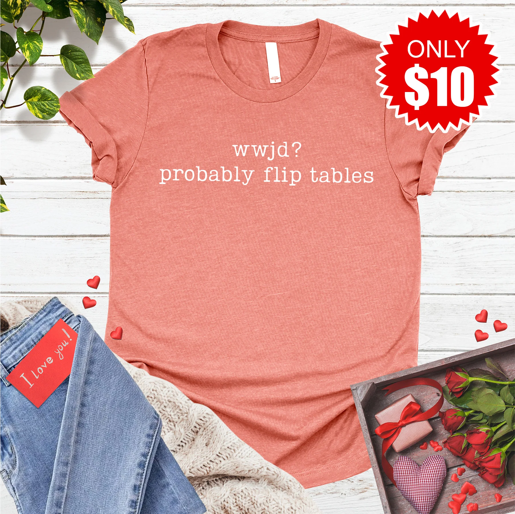 WWJD Tee - Heather Papaya - 10