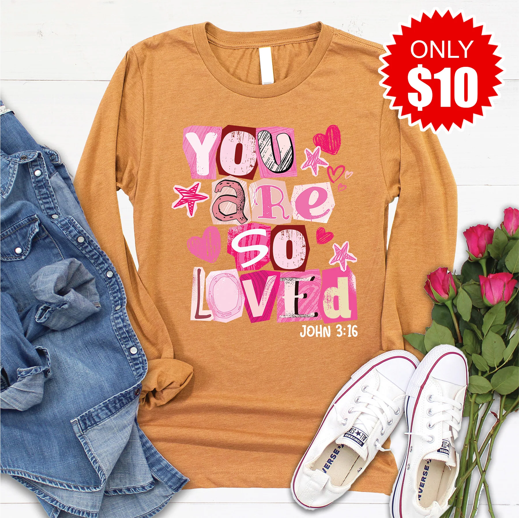 You Are So Loved Long Sleeve - Heather Toast - 10
