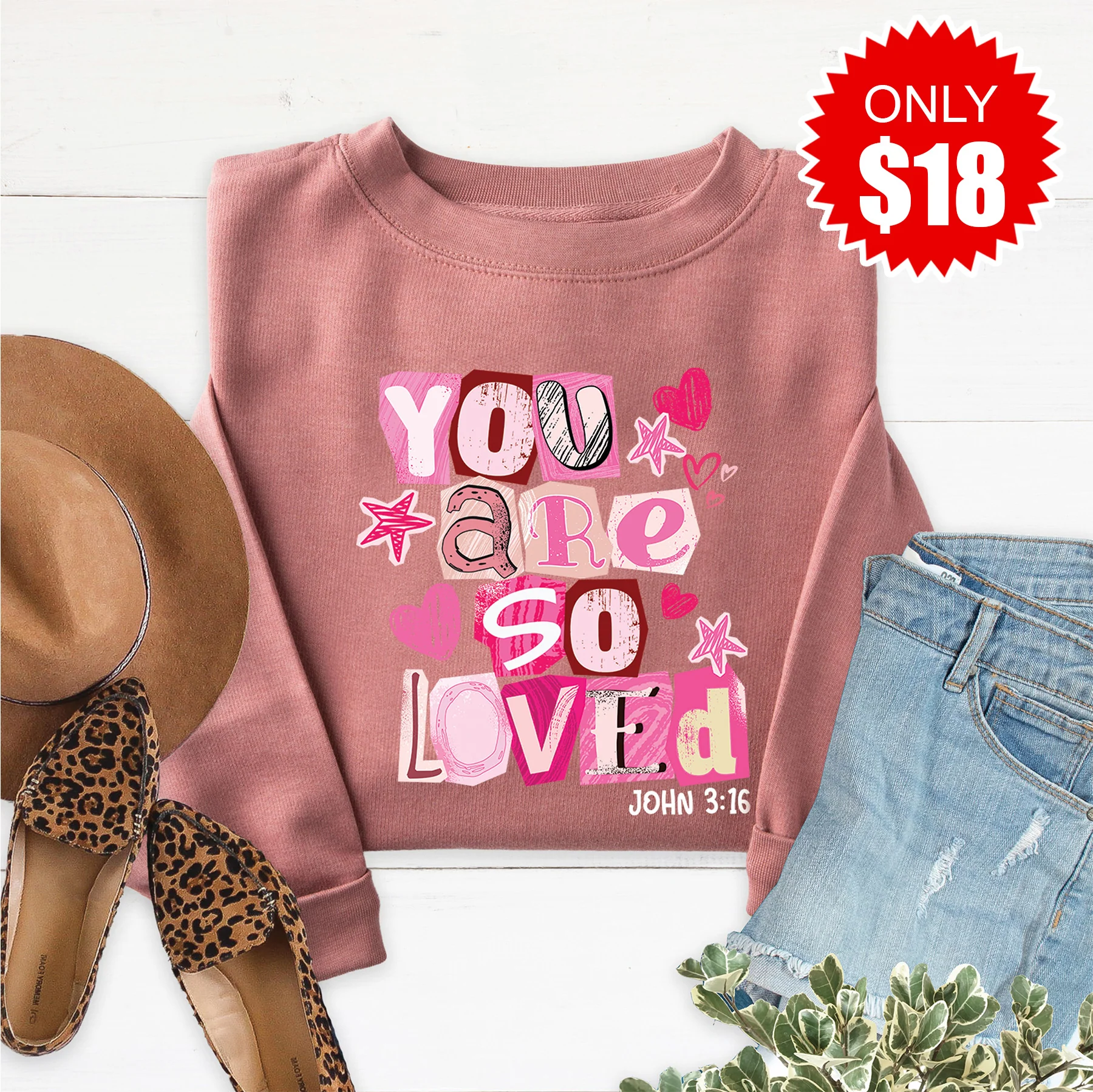 You Are So Loved Sweatshirt - Heather Mauve - 18