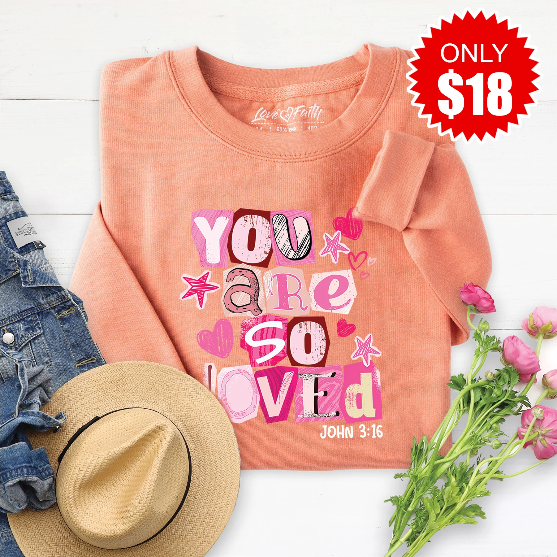 You Are So Loved Sweatshirt - Heather Terracotta - 18