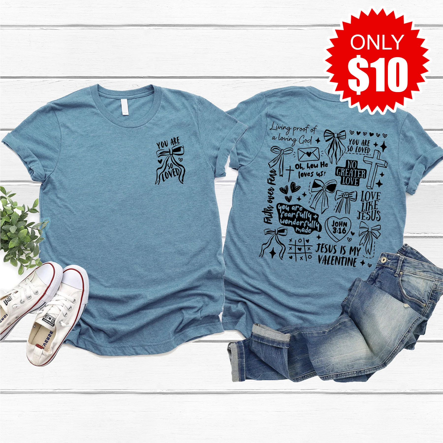 You Are So Loved Tee - Heather Denim - 10