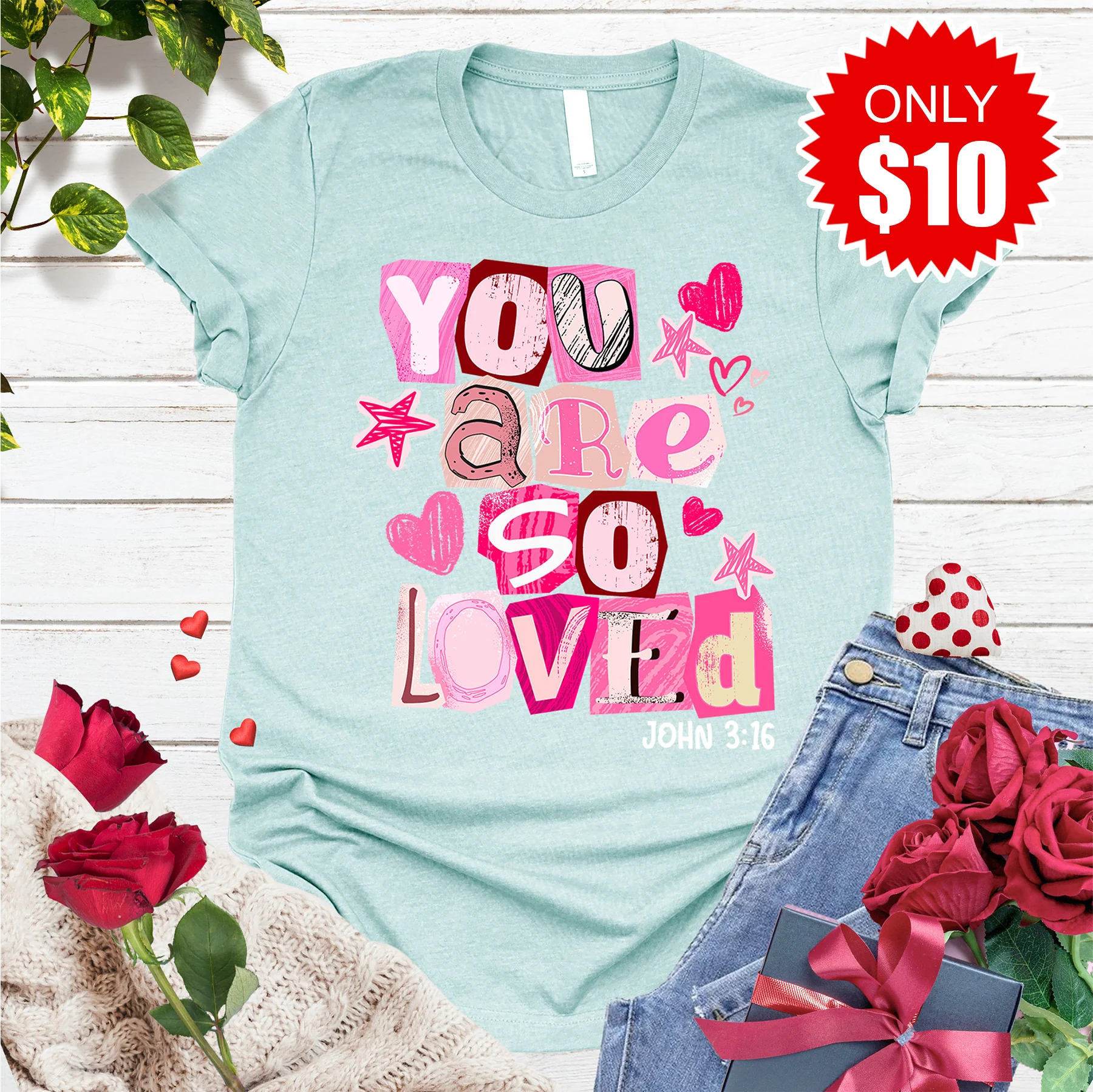 You Are So Loved Tee - Heather Dusty Blue - 10