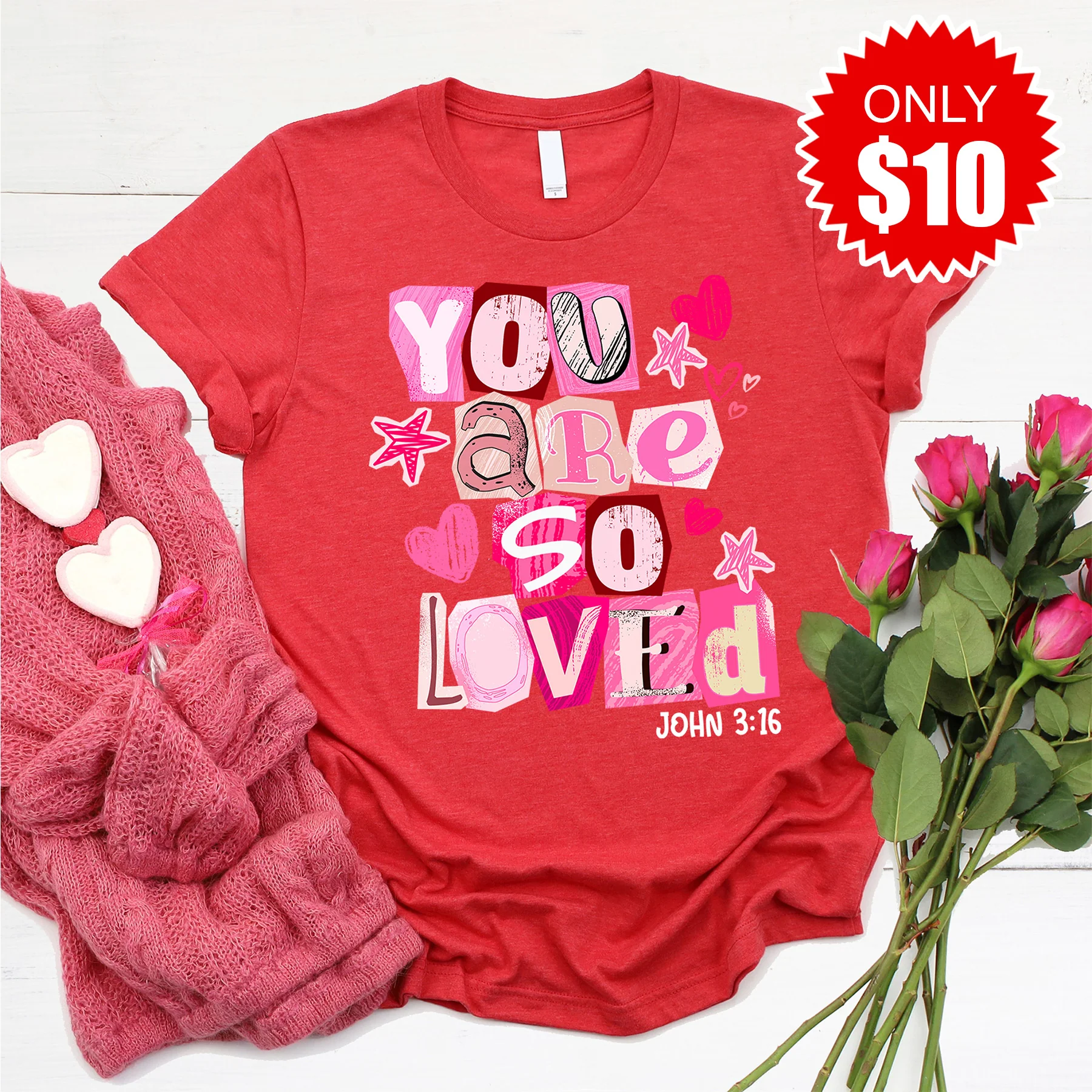 You Are So Loved Tee - Heather Red - 10