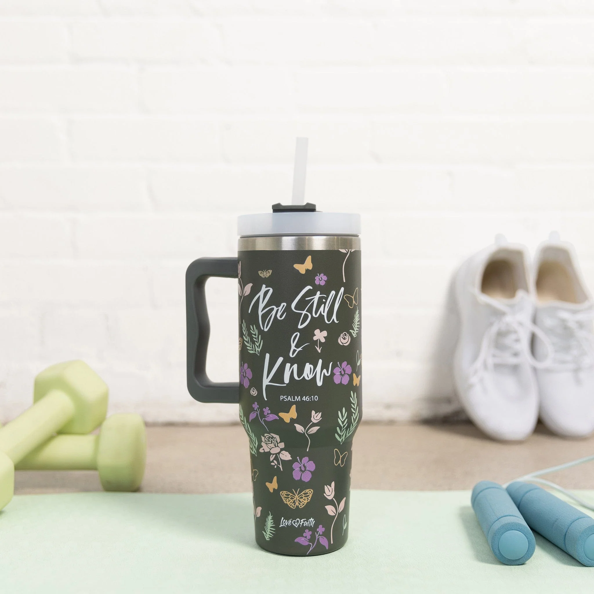 Be Still Stainless Steel 40oz Tumbler With Handle - Image 3