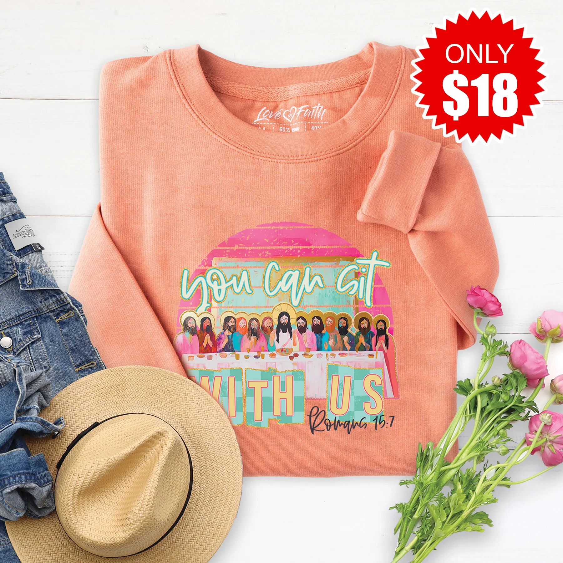 You Can Sit With Us Sweatshirt - Heather Terracotta - 18