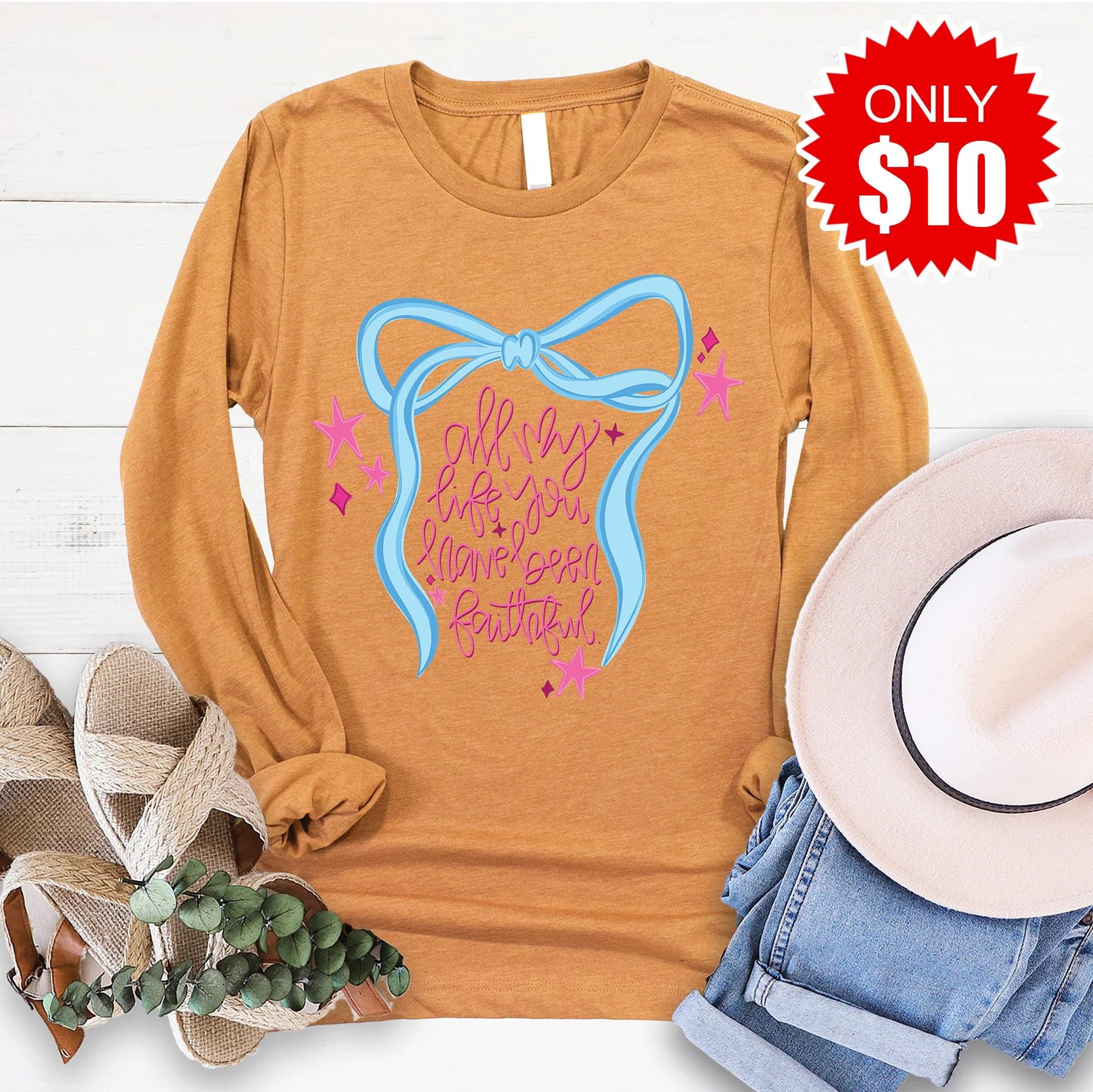 You Have Been Faithful Long Sleeve - Heather Toast - 10