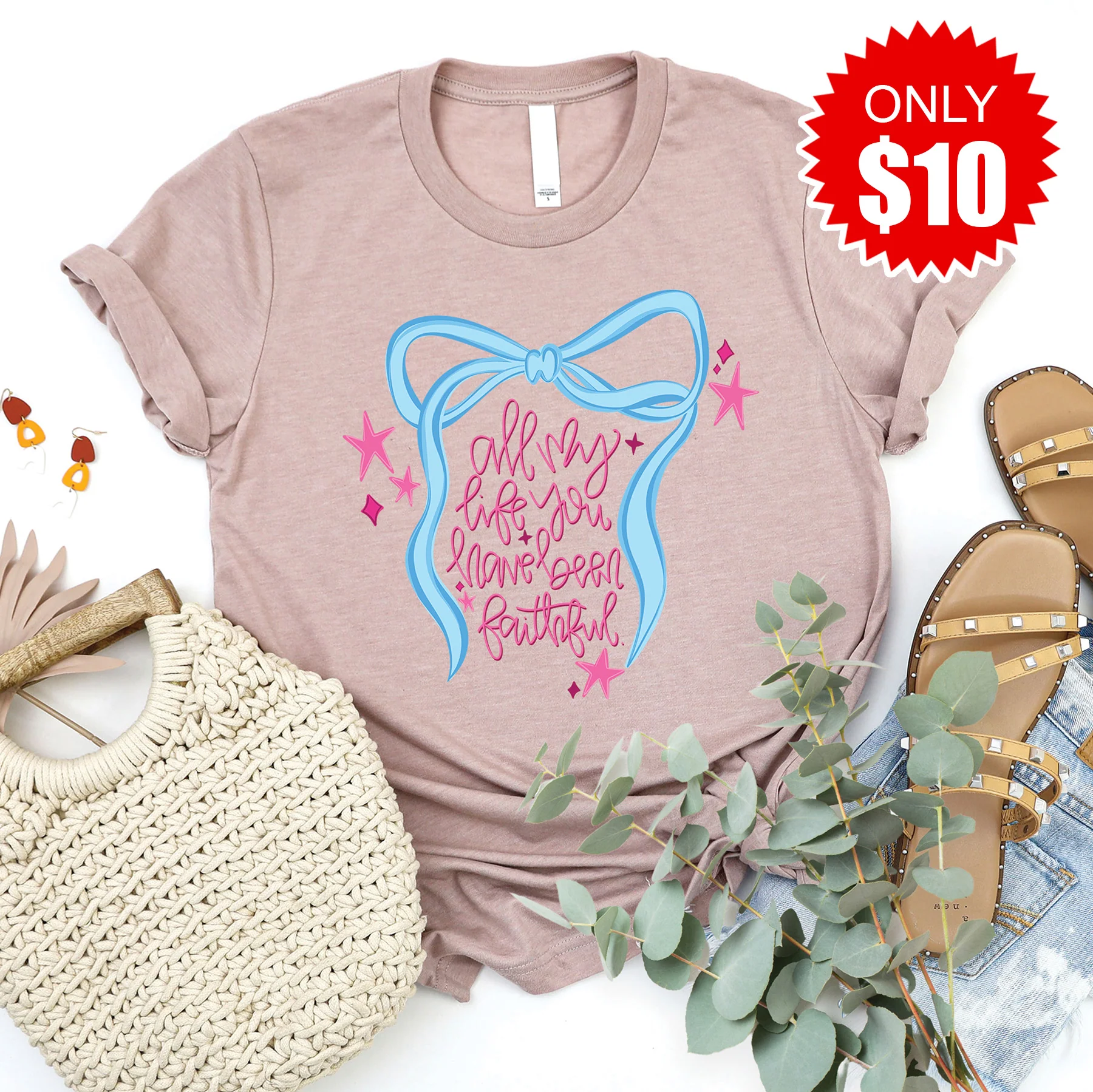 You Have Been Faithful Tee - Heather Pink Gravel - 10